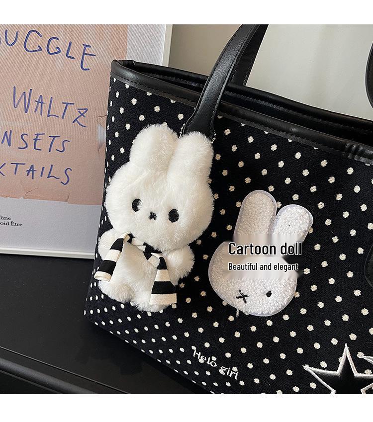Korean Style Polka Dot Large-Capacity Women's Tote Bag - Fashionable, Casual, and Cute for Daily Commuting