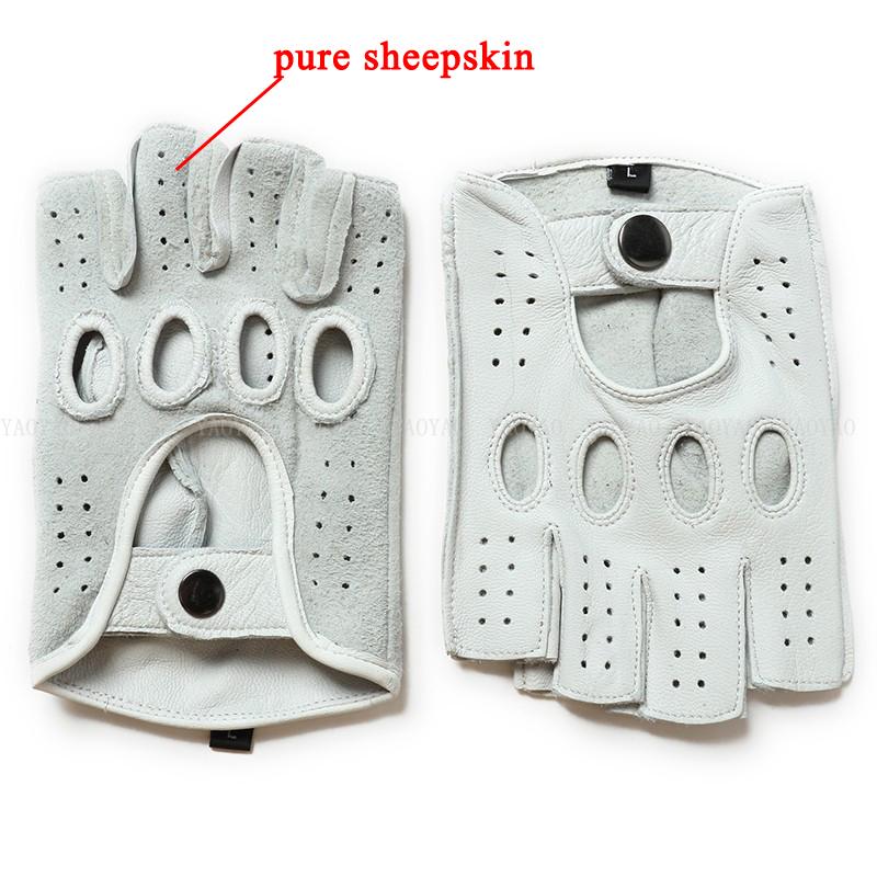 Gants De Motobiker Pour Homme, Semi-Doigt, Sans Doublure, Chic, Blanc, Solide, Document, Fitness, GufamilCurve Line, Riding Gym