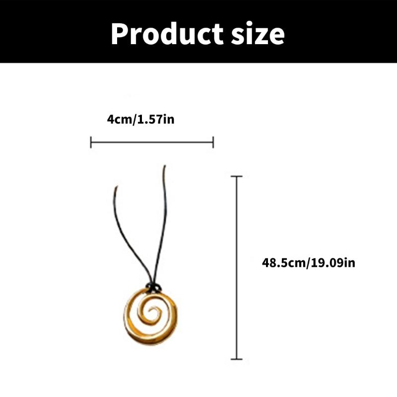 Elegant Autumn Winter Metal Hollow Round Pendant Necklace Adjustable Sweater Chain Alloy Texture Present for Women Girls