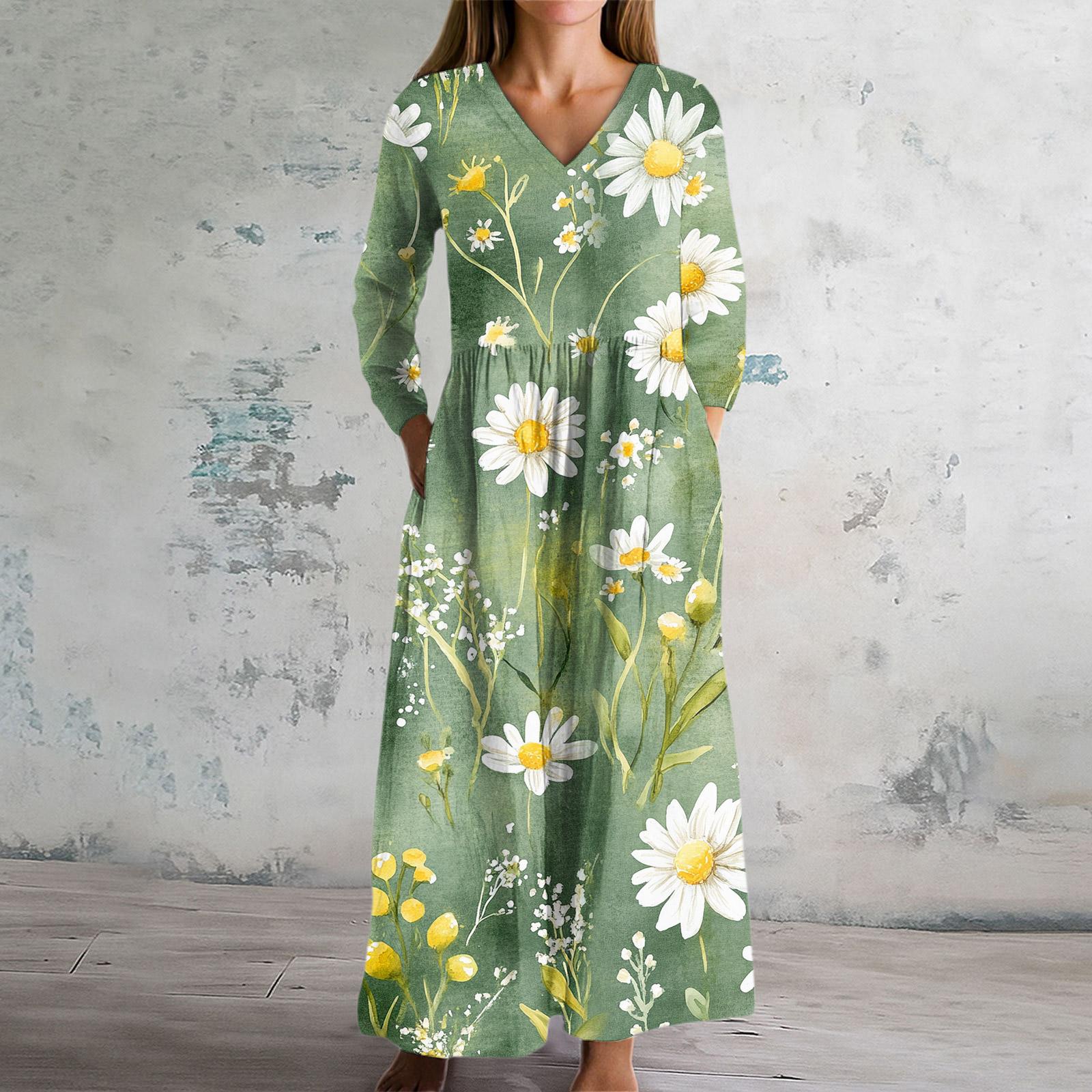 

Женское модное платье Весеннее платье с V-образным вырезом и длинными рукавами XXL синий