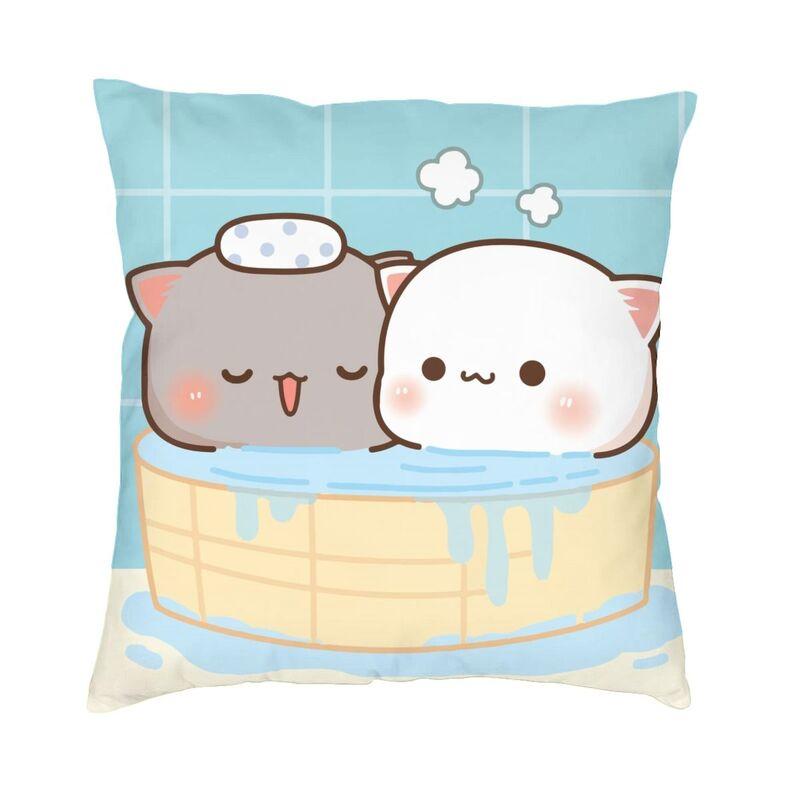 

Peach And Goma Mochi Cat Sleeping Square Pillow Case Home Decorative Cushion Cover Throw Pillow for Sofa Doublesided Printing 30x30cm 12x12in