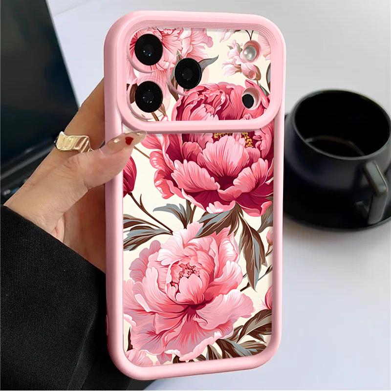 Flowers Leaves Print Case For iPhone 17 Pro Max Case iPhone 16 15 14 13 Pro Max 11 17e 16e Shockproof Bumper Soft Silicone Phone Cover Cases