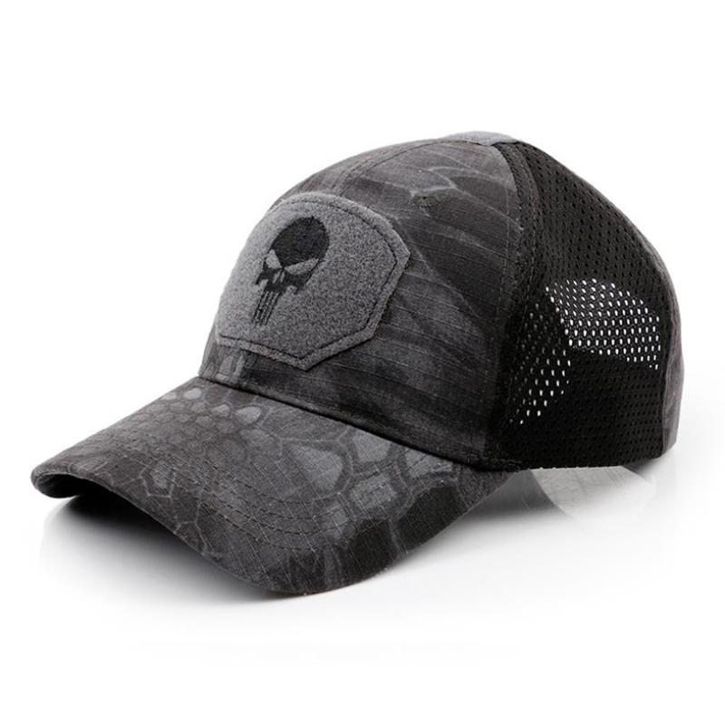 New Tide Cool Skull Multicam Operators Mesh Baseball Cap Men Fitted Cap Tactical Good Quality Breathable Outdoor Sports Dad Hat