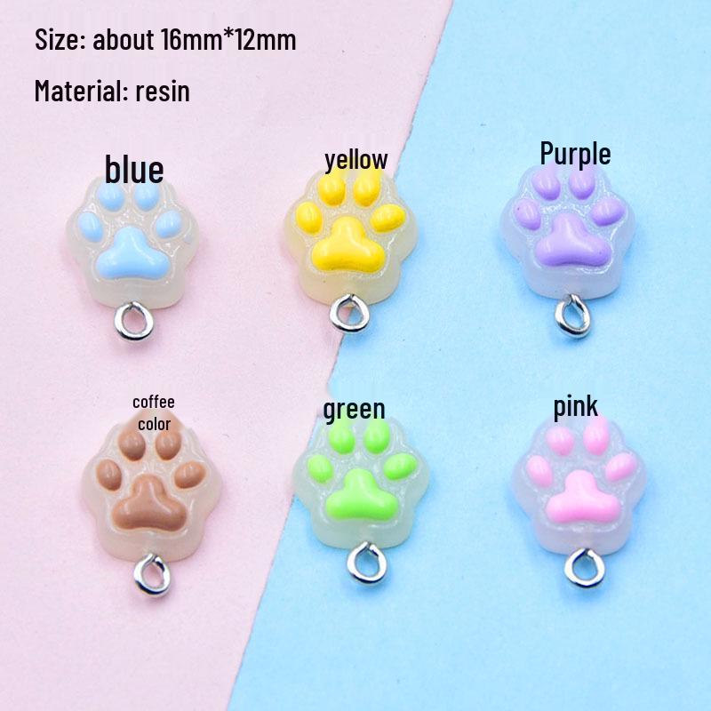Transparent Resin Cat Paw Pendant for DIY Jewelry