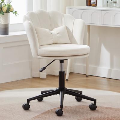 Modern Design: Dressing Chair, Office Chair, Petal-Shaped Backrest, Butterfly-Shaped Lumbar Cushion, Height-Adjustable, Soft Seat Cushion.
