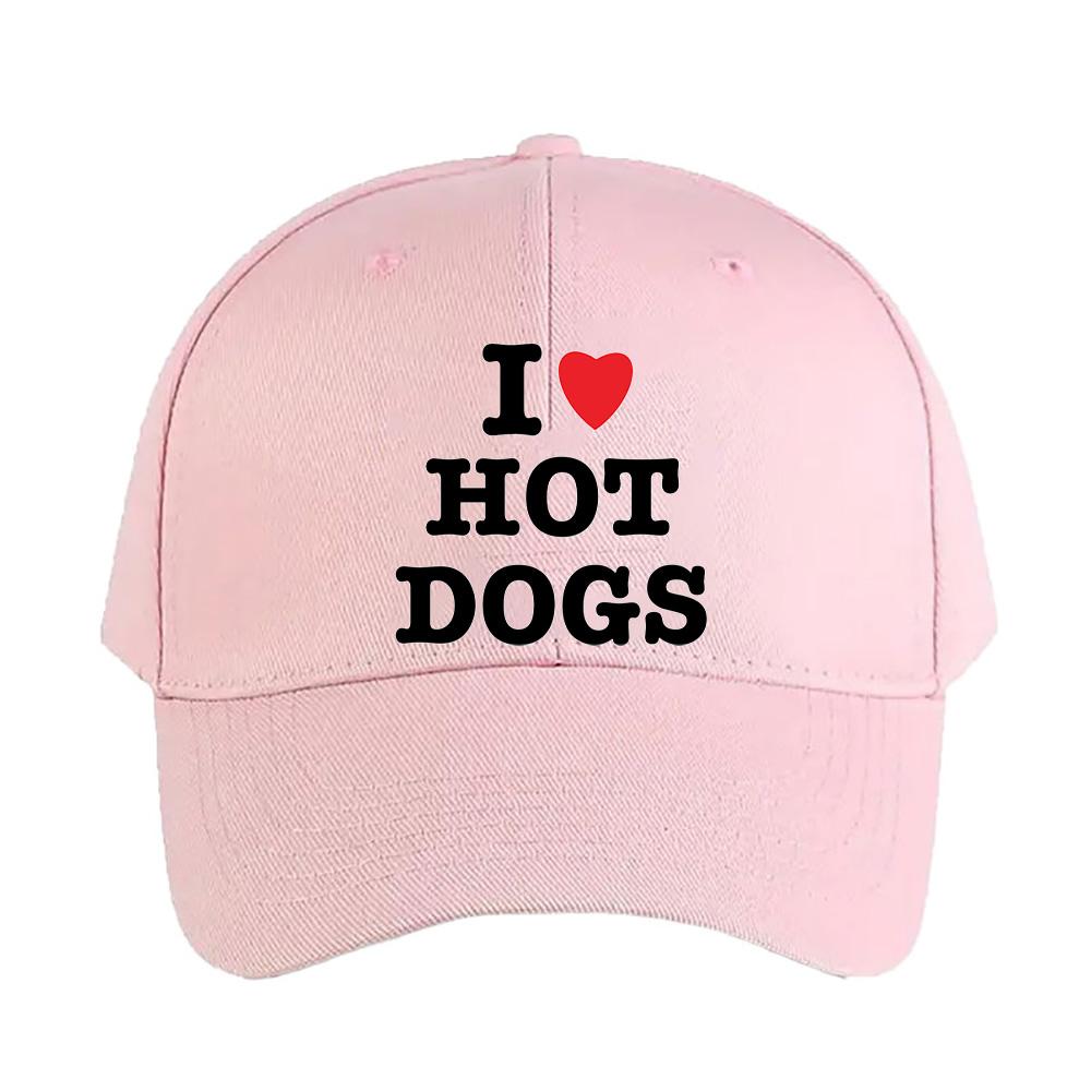 I Love Hot Dogs Woman Man Summer Baseball Cap Adjustable with Curved Brim Duckbill Cap Protection Sun Hats