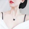 Elegant Rose Gold Black Swan Pendant Necklace - Classic Titanium Steel, Non-Fading, Fashionable Clavicle Chain