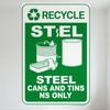 Green White Recycle Steel Cans and Tins Metal Sign - Vintage Industrial Style Tin Sign for Bar Pub Home Cafe Wall Decor, with St