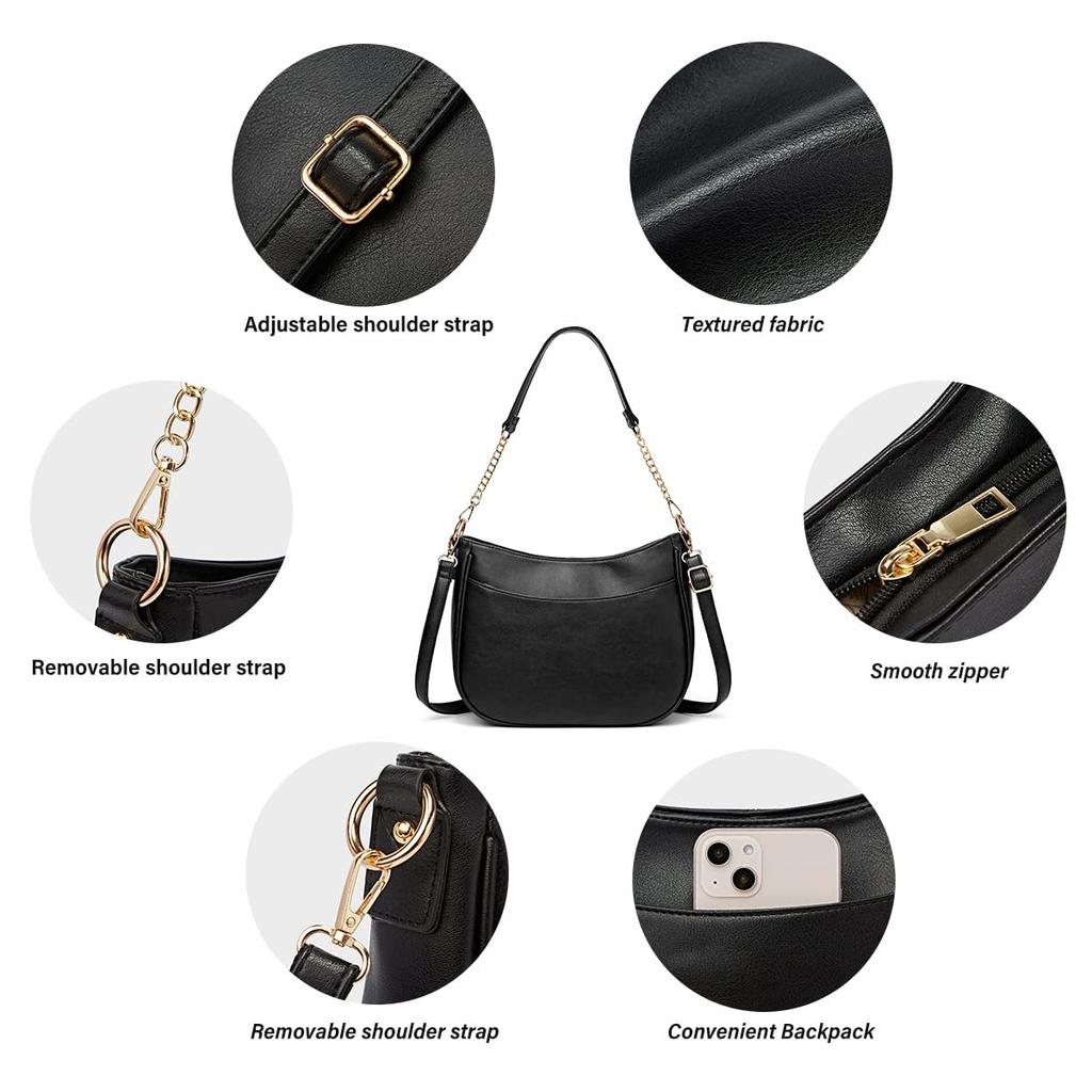 [BRASS TACKS Leathercraft] Genuine Leather Handbag Shoulder Bag for Women, Large Capacity, Elegant (Black 2)