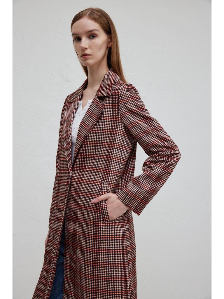 Manteau Épais Rétro à Carreaux Automne 2024 pour Femmes
