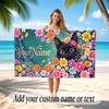 Cat Theme Soft Beach Towel Personalized Custom Name Text Towel Portable for Beach Pool Travel