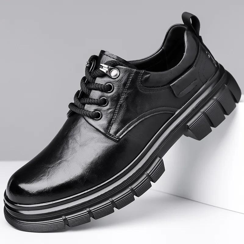 Fashion Spring Autumn  British Derby Shoes for Men Cow Leather Fashion Casual Wedding Shoe Male Solid Color Designer Dress Shoes Man