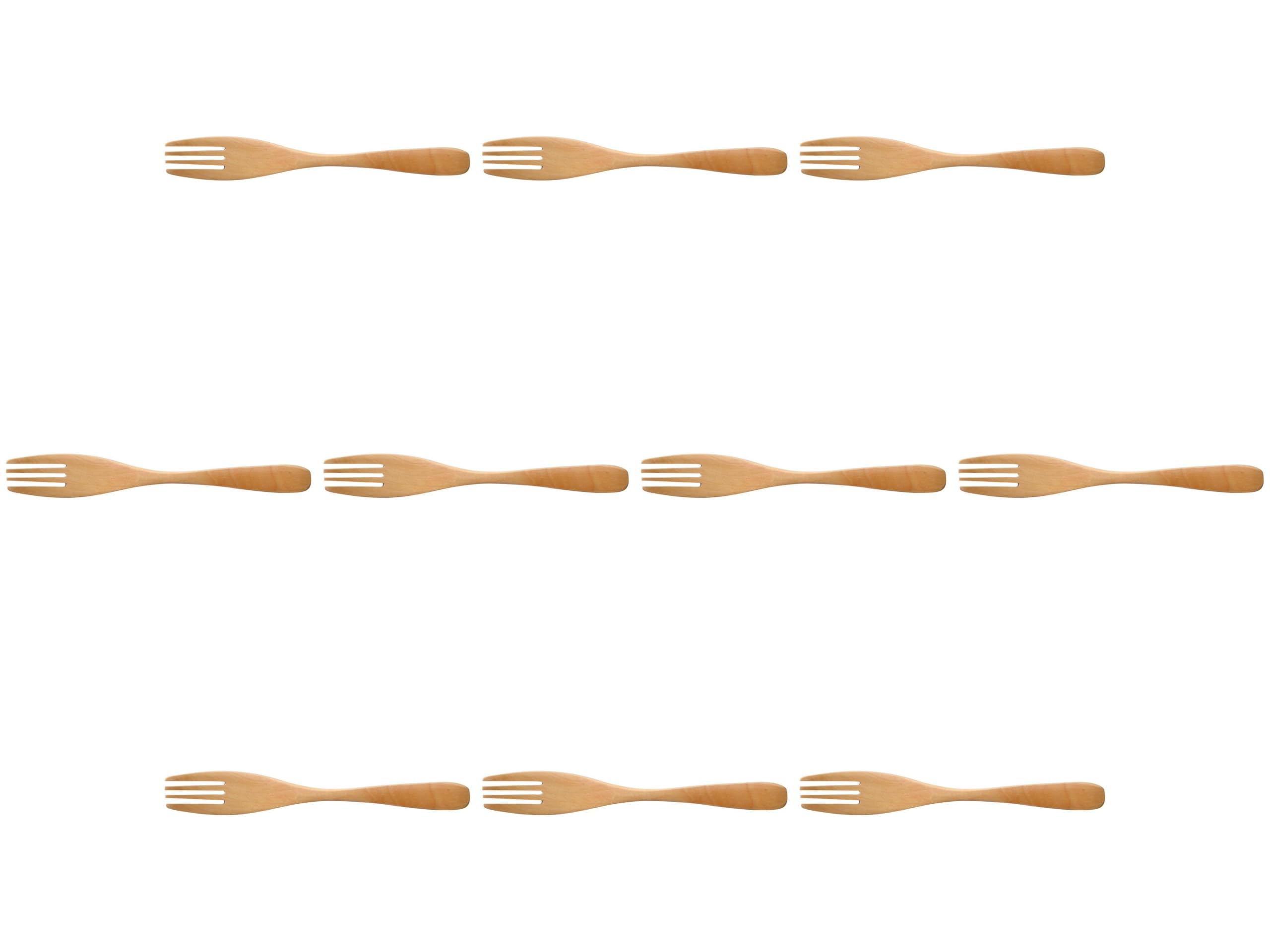 

Set of 10 Wooden Wooden Hand Made in Setomonohonpo Forks, Large/White [18.5cm] Forks, Washable, China, белый