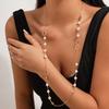 Charm Temperament Gold Color Hollowed-out Flowers Imitation Pearl Long Necklace for Women Two Ways To Wear Collar Chain Jewelry
