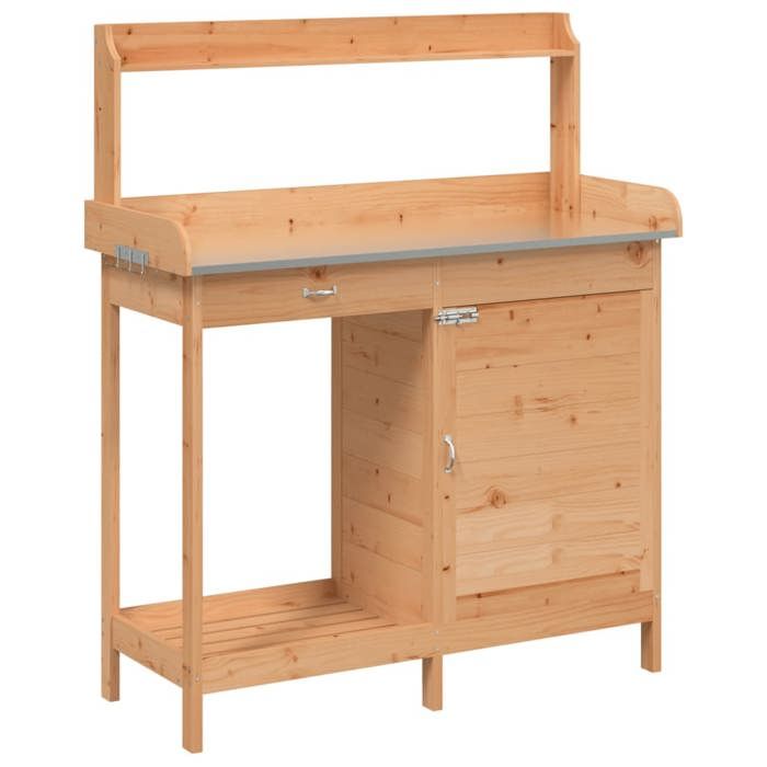 VidaXL Potting Table with Cabinet, Planting Table with Storage, Potting Bench, Plant Table, Brown Wood 156344