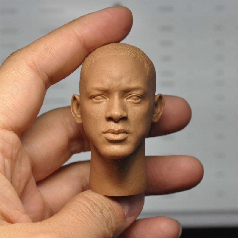 

1/6 Scale Male Head Sculpt Model, Will Smith Tommy Lee Jones Painted Unpainted DIY Head Carving For 12 Action Figure Body темно-синього кольору