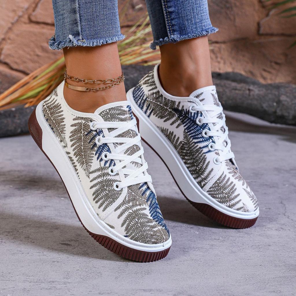 Fashion Women's Shoes 2025 New Breathable Casual Shoes Ethnic Style Sports Women's Canvas Trendy Versatile Large Board Shoes