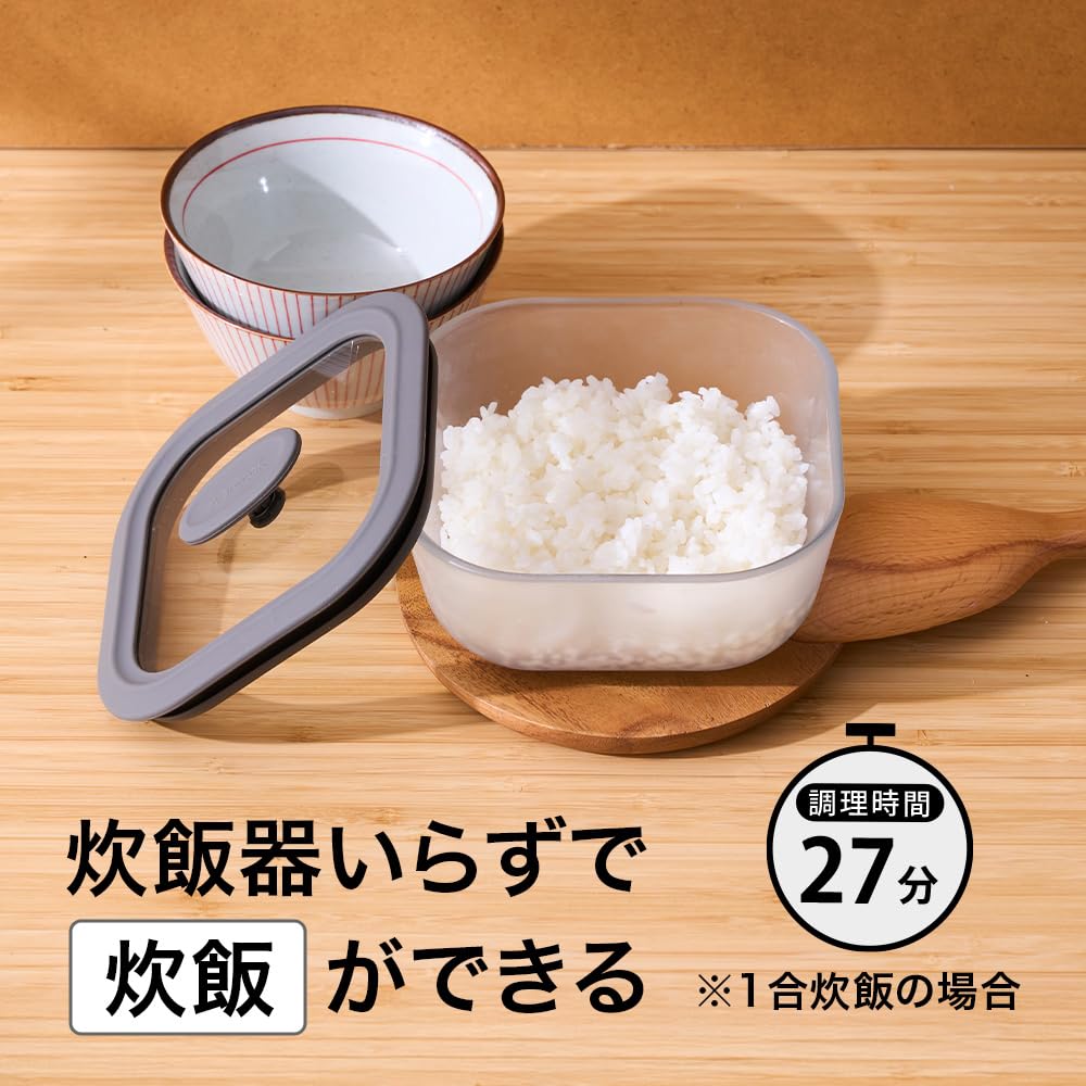 Evercook Microwave Doshisha Cookware, Glass, 920ml, Square, Medium, Clear,