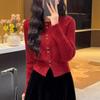 French small fragrant lace solid color short sweater jacket spring and autumn new top elegant wind knitted sweater women