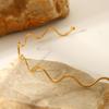 18K Gold Choker Necklace: Stainless Steel Wave Design, Non-Fading, Titanium Chain for Women.