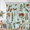 Vintage Mushroom Plant Shower Curtain Leaf Flower Retro Bathroom Decor Herb Polyester Fabric Bathtub Curtain With Hook