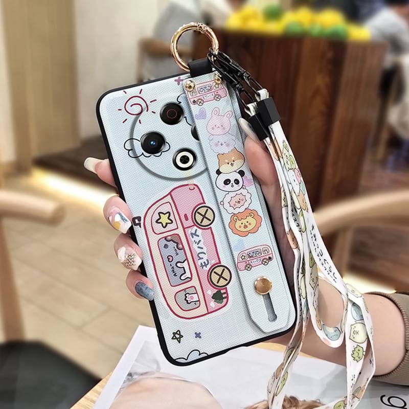 Dirt-resistant Anti-knock Phone Case For Tecno Spark30 4G/KL6 Silicone Anti-dust Phone Holder Wristband Ring Cute