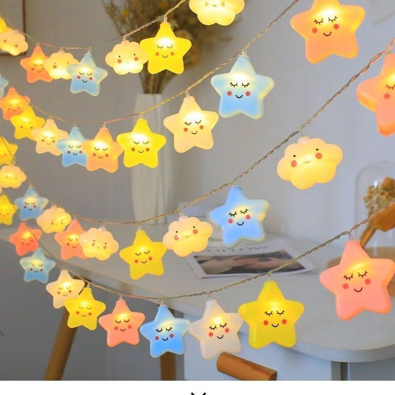 LED Smiling Cloud & Star String Lights for Children's Bedroom Decoration