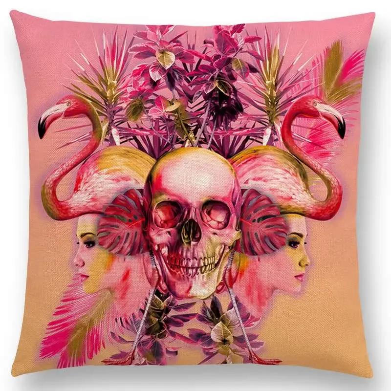 Latest Gorgeous Death Beautiful Skull Floral Garden Colorful Flower God Meaning of Life Cushion Cover Car Sofa Throw Pillow Case