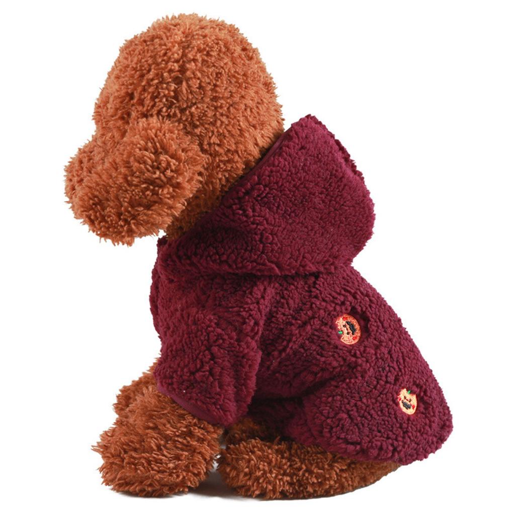 Pet Dog Clothing Winter Warm Two Feet Wearing Hoodie Embroidery Bear Embroidery Pattern Lamb Pet Clothes for Medium Dogs Girl
