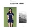 Women's Fat-Covering Slimming Short Sleeve Two-Piece Swimsuit for Swimming Pool