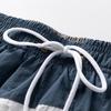 Men's Blue White Stripe Casual Shorts – Elastic Drawstring Waist Nylon Shorts for Summer Daily & Streetwear