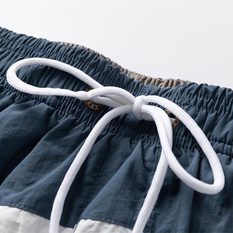 Men's Blue White Stripe Casual Shorts – Elastic Drawstring Waist Nylon Shorts for Summer Daily & Streetwear