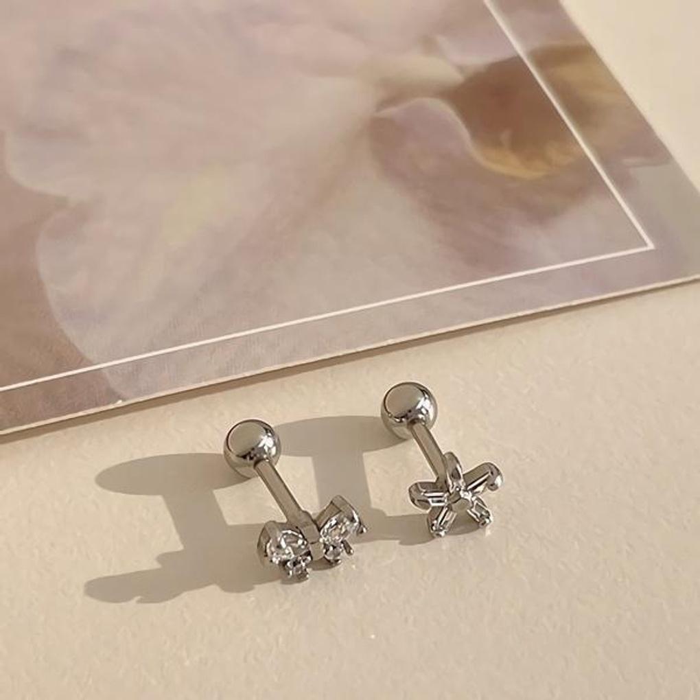 Surgical steel cubic square flower ribbon piercing
