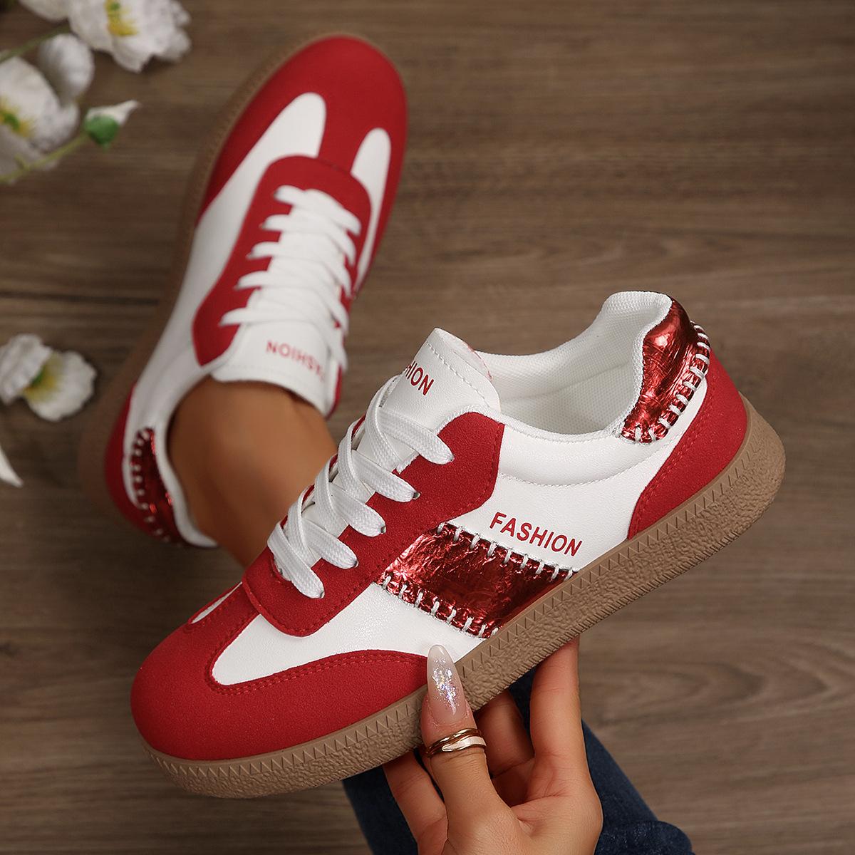 

Plus Size Shoes for Women 36-43 Spring 2026 Fashion Women Lace Up Platform Flats Black Red Flats Sneakers Zapatos De Mujer 36 красный