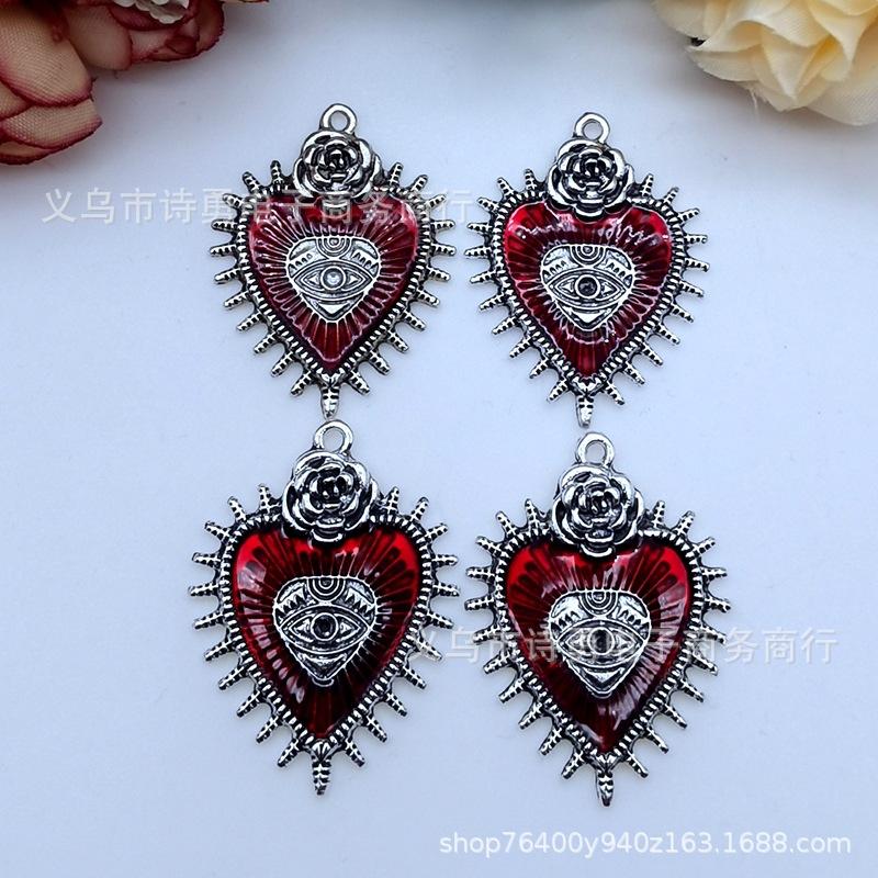 DIY Ručně vyráběné šperkové doplňky, Gotický přívěsek, Slitinový přívěsek ve tvaru srdce, Přívěsek na náhrdelník.