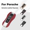 Luxus Echtes Leder Für Porsche Boxster Cayman Panamera Cayenne Macan 718/911 Taycan Autoschlüssel Hülle Abdeckung Schutz Schlüsselanhänger