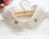 Adult Detachable Shirt Fake Collar Women Solid Color Lace Beads False Collar Blouse Tops Sweater Decorative Half Shirt Decor