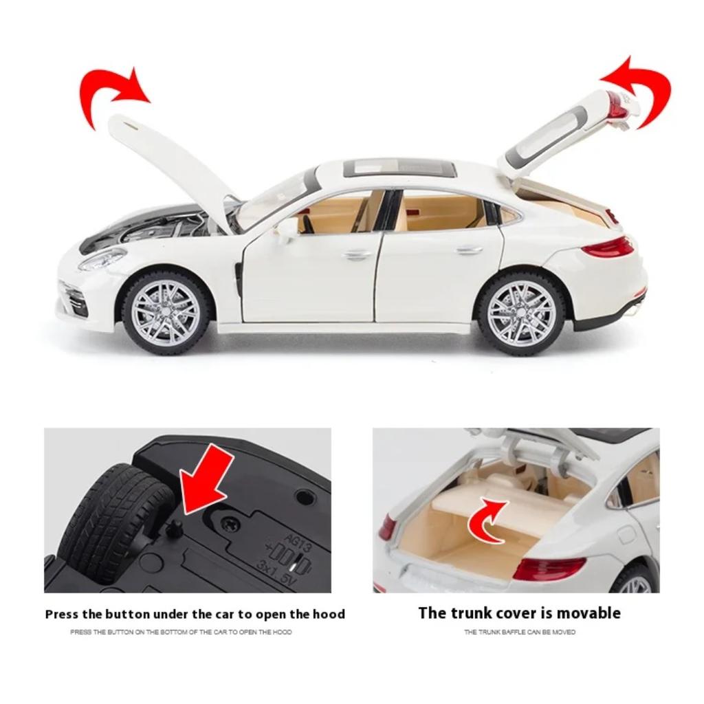1/24 Porsche Panamera Metal Die-cast Sports Car Model Simulation Sound and Light Sedan Model Can Collect Ornaments for Boys Birthday Gifts