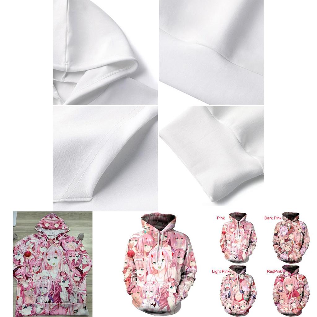 Felpa con cappuccio unisex accogliente ed elegante, con motivo di Zero Two da Darling in the Franxx