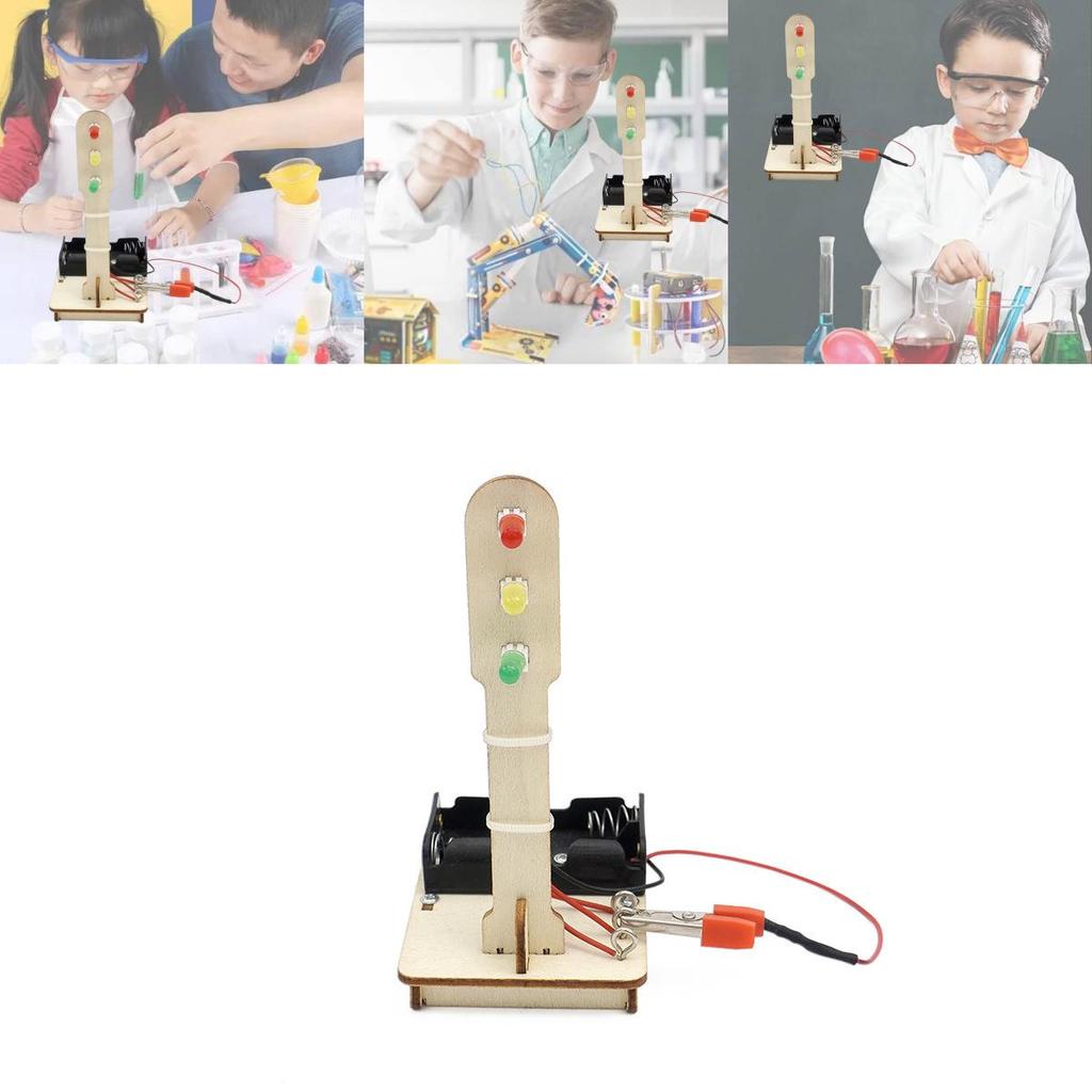 Wooden Diy Traffic Signal Light Educational Toy For Kids Science Experiment Stem Education