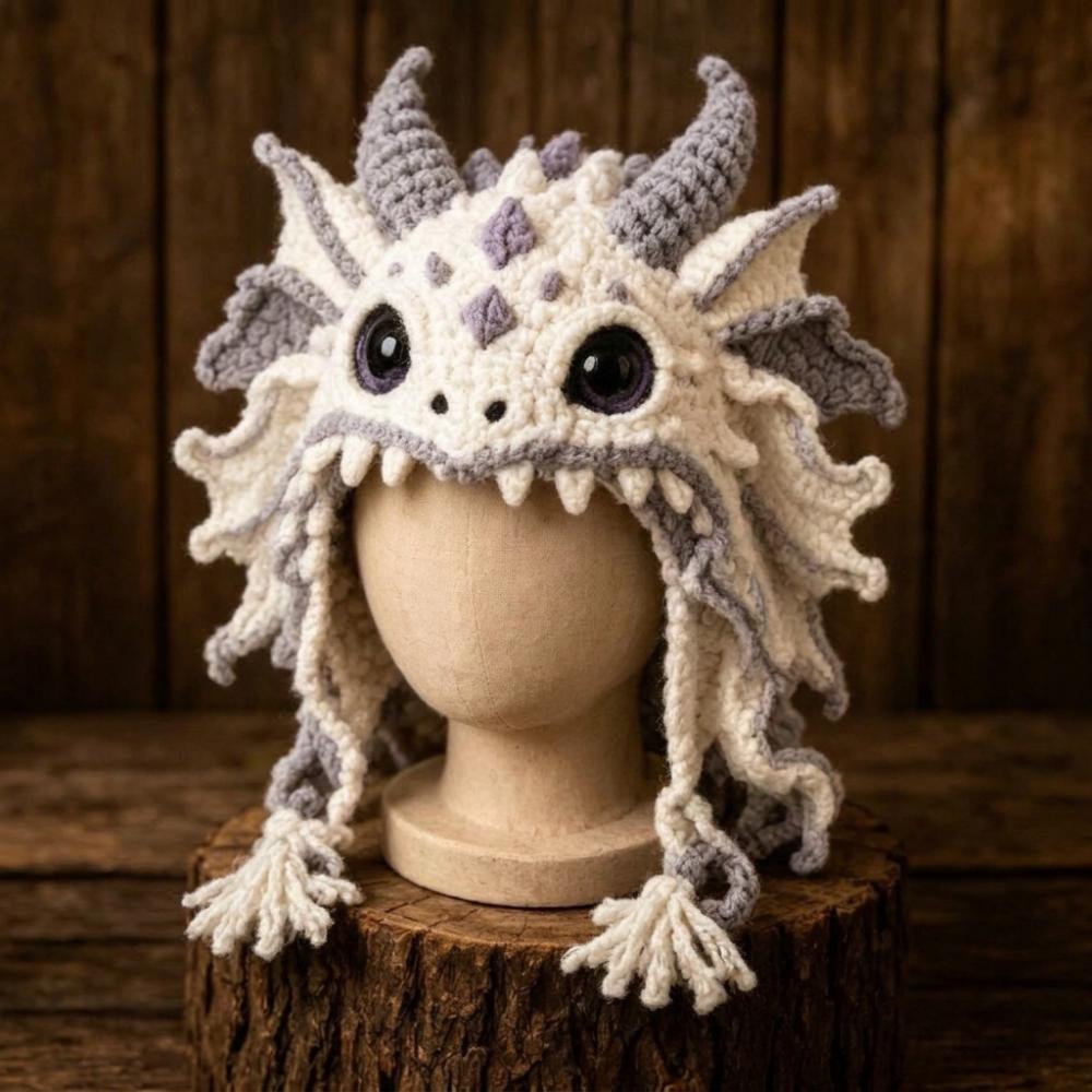Warm Halloween Crochet Hood Kit for Adults Handmade Halloween Animal Hat Halloween Party