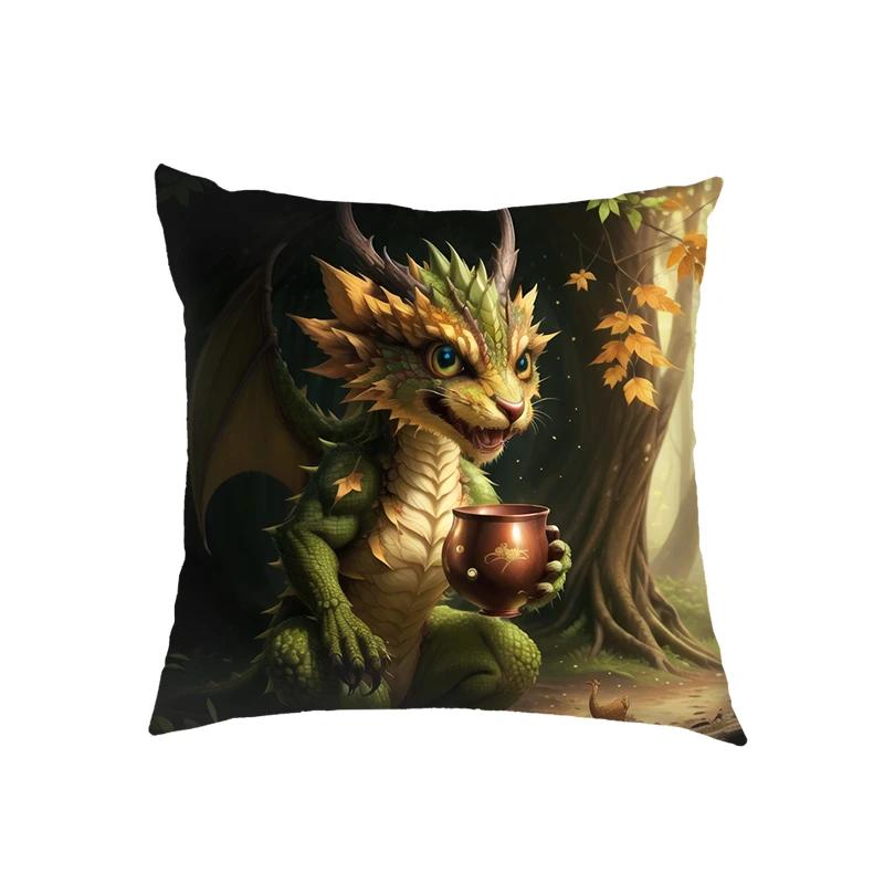 Niedliche Drachenbaby Kissenbezüge Fantasy Elfenmädchen Kissenbezüge Heimdekoration Schlafzimmer Büro Kissenbezug Zierkissenbezug Geschenk