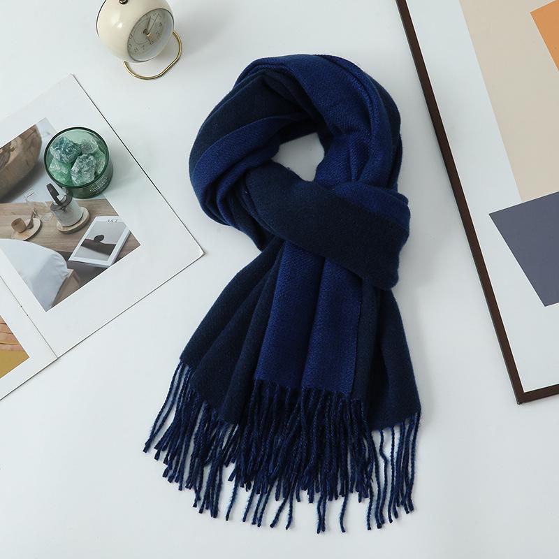 Double-sided Two-color Scarf for Women Autumn and Winter High End New Wool Scarf Shawl Imitation Cashmere Scarf