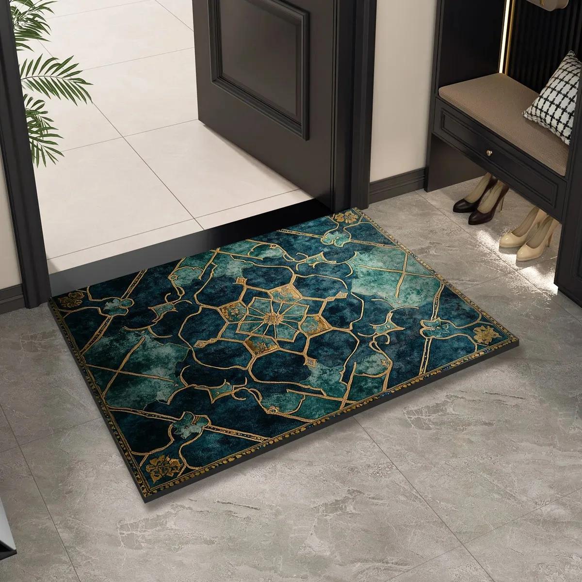VIKAMA Vintage Persian-Style Doormat Collection Retro Floral Pattern Non-Slip Entryway Rug Classic Elegance Home Decor 40x60cm