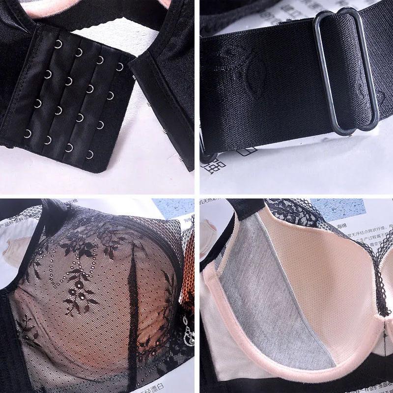 Plus Größe Unterwäsche DE Push-Up-Bh Frauen Bügel Breite Träger Dünne Floral Sexy Bralette Dessous Plus Größe Push-Up bhs Dame