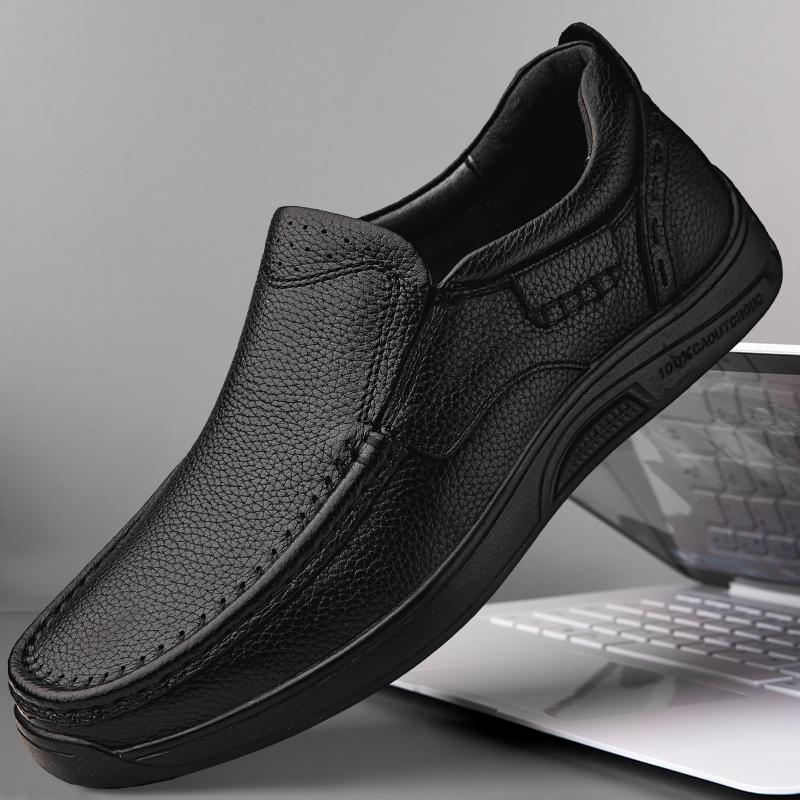 

Genuine Leather Men s Loafers Soft-Soled Slip-On Shoes Versatile Casual Business Driving Shoes Male Formal Dress Shoes Moccasins 44 чёрный