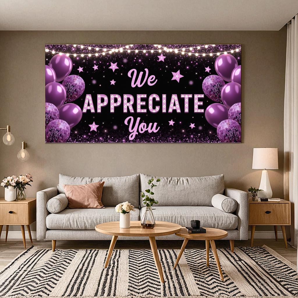 Starry Decoration Appreciation Banner Gratitude Banner Celebration Decoration for Holiday Celebration Corporate Party