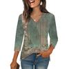 3/4 Sleeve Shirts For Women  Print Graphic Tees Blouses Casual Plus Size Basic Tops Pullover