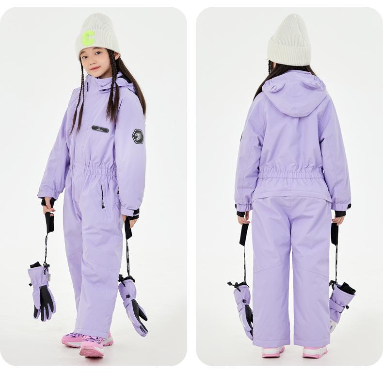 Oddivski Unisex Children's Cartoon Ski Suit - Warm, Waterproof, Windproof One-Piece for Indoor Skiing.