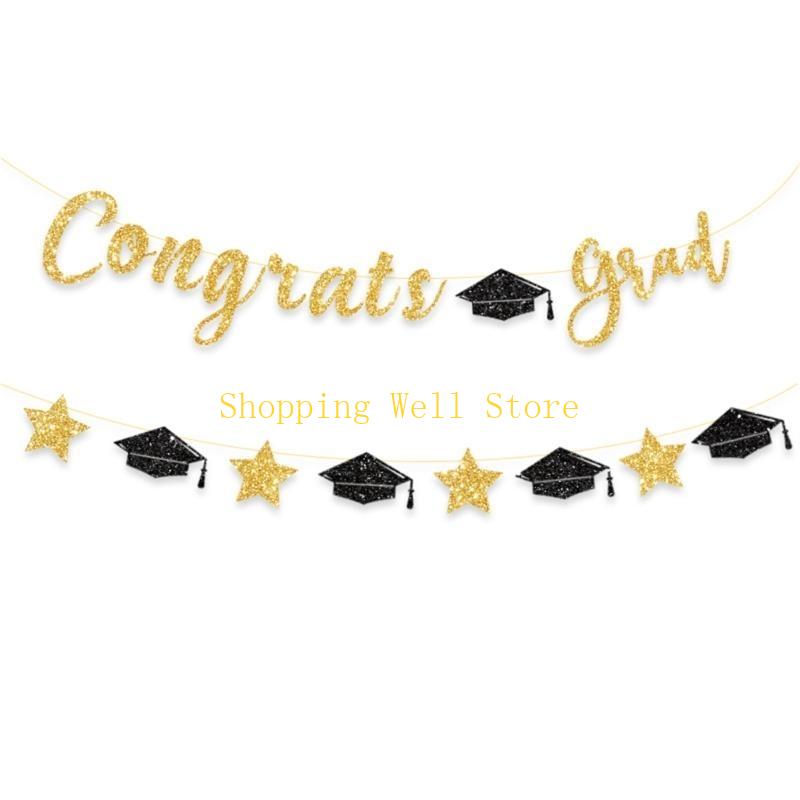 KX4B Glittering Congrats Grads Ornament Graduation Party Hanging Decoration for Class of 2025 for Decoration Celebration